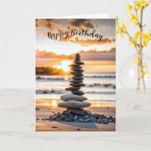 Birthday Beach Cairn Karte (Gelbe Blume)