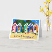 Birthday Beach Huts Card - Swedish Greeting Karte (Gelbe Blume)