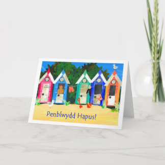 Birthday Beach Huts Card - Walisische Gruß Karte