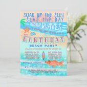 Birthday Beach oder Pool Party Sommerfrische schwi Einladung (Stehend Vorderseite)