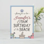 Birthday Beach Party Kind Niedlich Sandcastle Crab Einladung (Stehend Vorderseite)