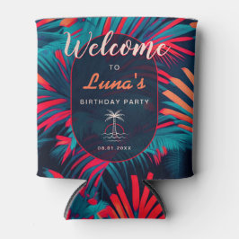 Birthday Beach Party Palm Blätter Sonnenuntergang Dosenkühler