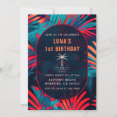 Birthday Beach Party Palm Blätter Sonnenuntergang Einladung (Vorderseite)