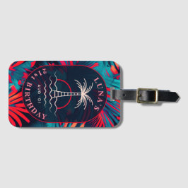 Birthday Beach Party Palm Blätter Sonnenuntergang Gepäckanhänger