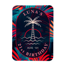 Birthday Beach Party Palm Blätter Sonnenuntergang Magnet