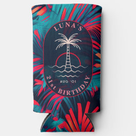 Birthday Beach Party Palm Blätter Sonnenuntergang Selters Dosenkühler