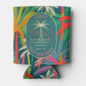 Birthday Beach Party Palm Tree Sonnenuntergang Was Dosenkühler (Vorderseite)