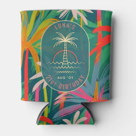 Birthday Beach Party Palm Tree Sonnenuntergang Was Dosenkühler