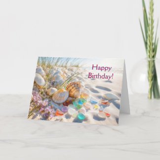 Birthday Beach Sea Glass und Muscheln am Ozean Karte