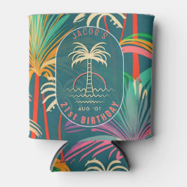 Birthday Beach Tropical Palm Tree Strand Sonnenunt Dosenkühler