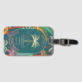 Birthday Beach Tropical Palm Tree Strand Sonnenunt Gepäckanhänger (Vorderseite (Horizontal))