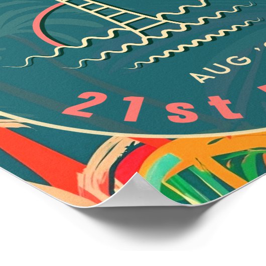 Birthday Beach Tropical Palm Tree Strand Sonnenunt Poster (Ecke)