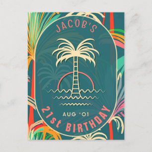 Birthday Beach Tropical Palm Tree Strand Sonnenunt Postkarte