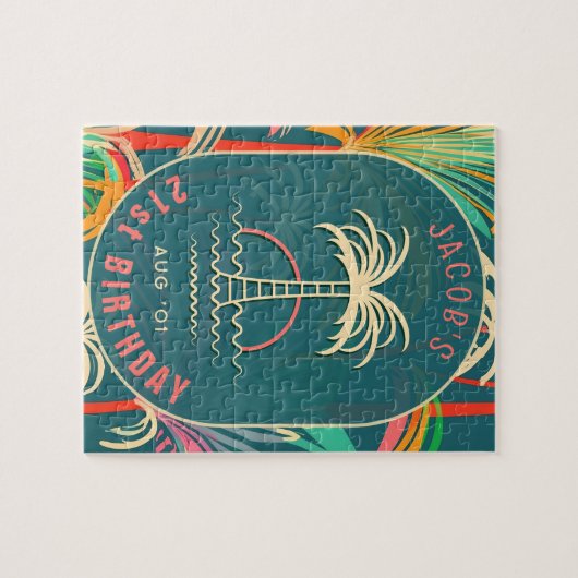 Birthday Beach Tropical Palm Tree Strand Sonnenunt Puzzle (Horizontal)