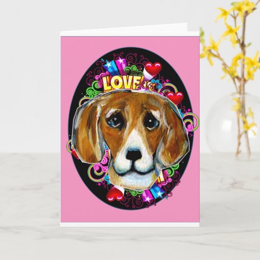 BIRTHDAY BEAGLE KARTE (Gelbe Blume)