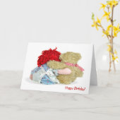 Birthday Bear and Doll Karte (Gelbe Blume)
