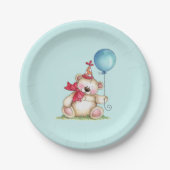 Birthday Bear Balloon Pappteller (Vorderseite)
