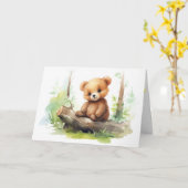 Birthday Bear Cub On Log Karte (Gelbe Blume)