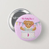 Birthday Bear Girl - Drittes - Datum anpassen Button (Vorne & Hinten)
