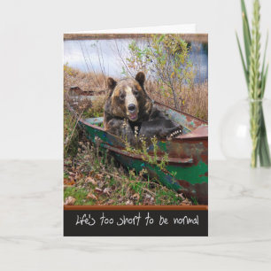 Birthday Bear in Row Boat Karte