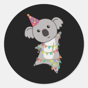 Birthday Bear Koala Bear Bear Garland Runder Aufkleber