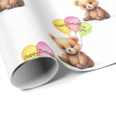 Birthday Bear mit Ballon Bouquet Geschenkpapier (Rolleneckpunkt)