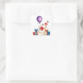 Birthday Bear mit Ballon Quadratischer Aufkleber (Tasche)