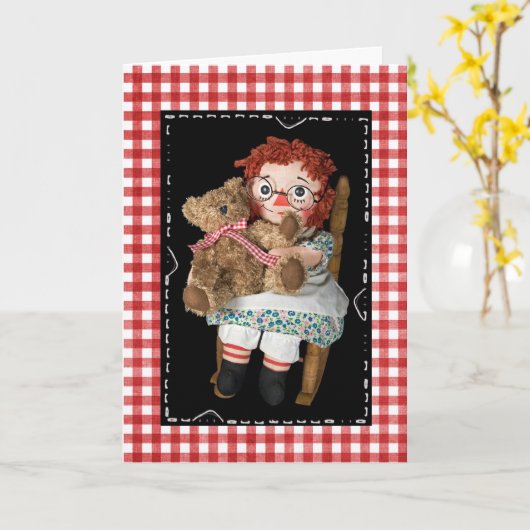 Birthday Bear mit Rag Doll Karte (Gelbe Blume)