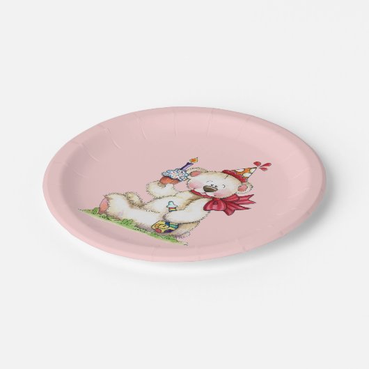 Birthday Bear Pappteller (Schrägansicht)