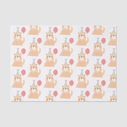 Birthday Bear Tissue Paper Seidenpapier (Vorderseite)