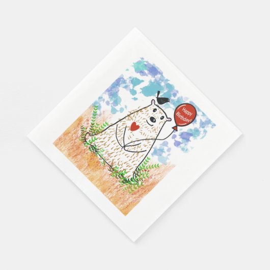 Birthday Bear und Black Bird Napkin Serviette (Ecke)