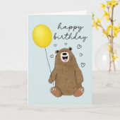 Birthday Bear with Balloon Karte (Gelbe Blume)