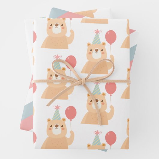 Birthday Bear Wrapping Paper Sheets Geschenkpapier Set (Beispiel)