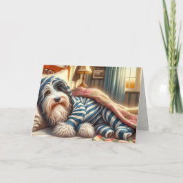 Birthday Bearded Collie Wearing Pajamas Karte