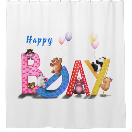 Birthday Bears Duschvorhang (Vorderseite)