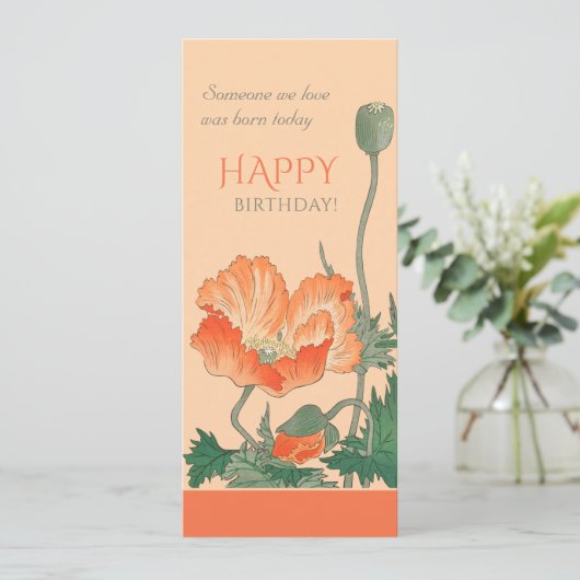 Birthday Beautiful Mohn CC0101 Ohara Koson Card Einladung (Stehend Vorderseite)