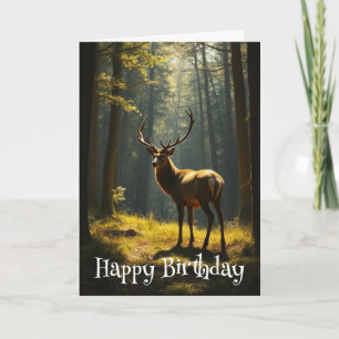 Birthday Beautiful Stag Deer Sunny Forest Karte