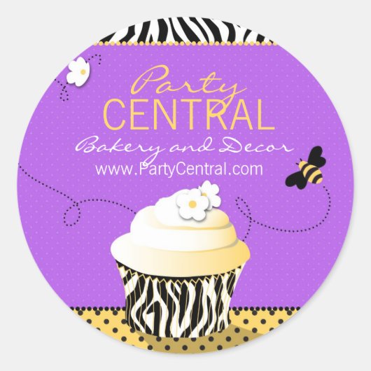Birthday Bee Business Sticker Lila (Vorderseite)