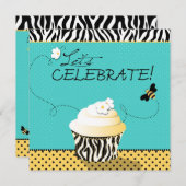Birthday Bee & Cupcake Geburtstag Einladung (Vorne/Hinten)