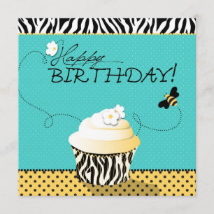 Birthday Bee & Cupcake Geburtstag Karte