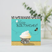 Birthday Bee & Cupcake Geburtstag Karte (Stehend Vorderseite)