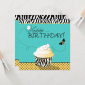 Birthday Bee & Cupcake Geburtstag Karte (Vorderseite/Rückseite Beispiel)