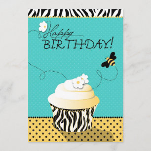 Birthday Bee & Cupcake Geburtstag Karte