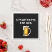 Birthday Beer auf Black Serviette (Beispiel)