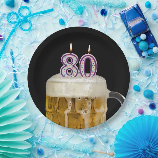 Birthday Beer auf schwarzer Papierplatte Pappteller (Party)