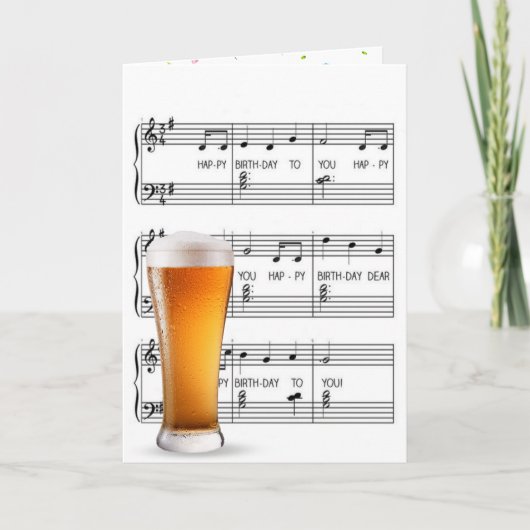 Birthday Beer Glass on Music Karte (Vorderseite)