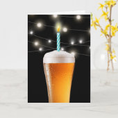 Birthday Beer mit Candle Karte (Gelbe Blume)