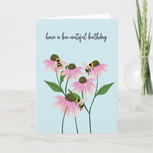 Birthday Bees and Cone Flowers Karte (Vorderseite)
