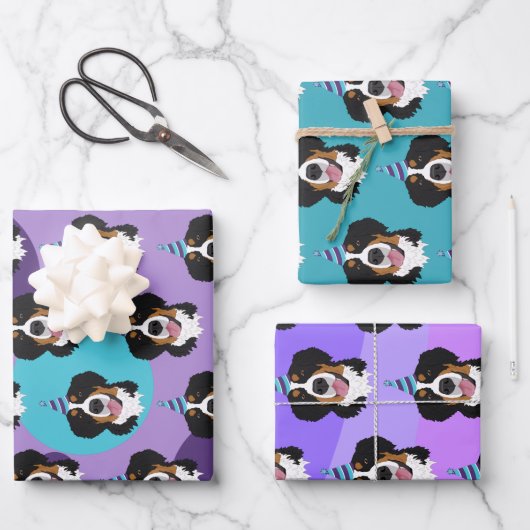 Birthday Bernese Mountain Dog Geschenkpapier Set (Vorderseite)