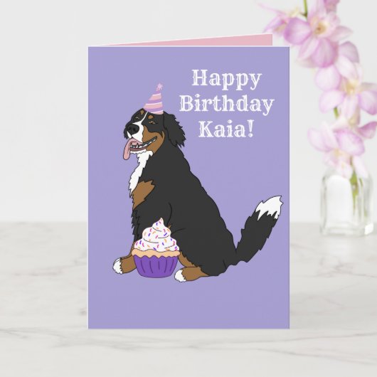 Birthday Bernese Mountain Dog Karte (Orchidee)